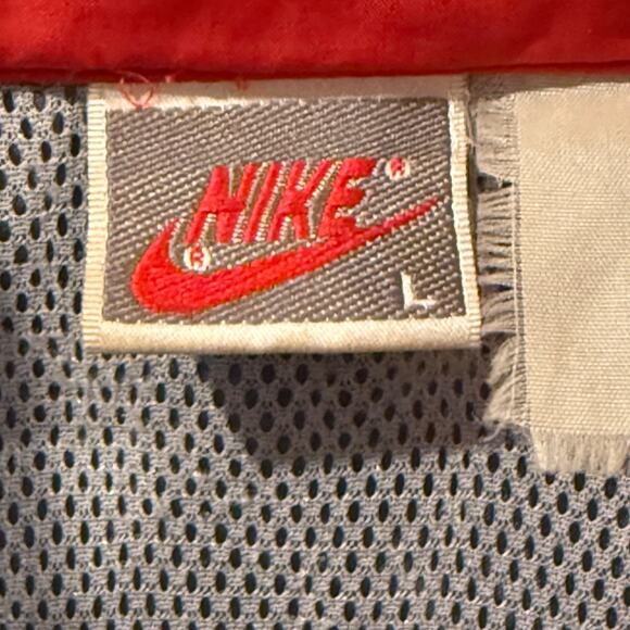 Vintage Nike Jacket Windbreaker Mens 80s Gray Tag Blue Red Nylon Mens LARGE - Picture 2 of 8